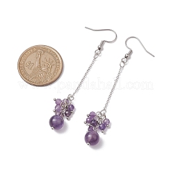 304 Stainless Steel with Natural Amethyst & Green Aventurine & Carnelian & Green Aventurine & Agate &  Stud Dangle Earring&nbsp;EJEW-TA00528