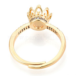 Crown Shape Brass Micro Pave Clear Cubic Zirconia Cup Peg Ring Settings&nbsp;X-KK-T076-18G
