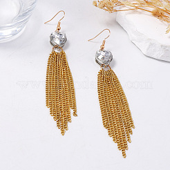 Alloy Pave Clear Cubic Zirconia Tassel Dangle Earrings for Women&nbsp;WG395D2-01