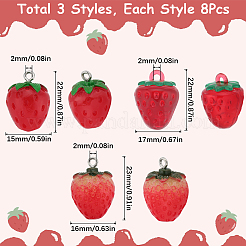 24Pcs 3 Styles Opaque & Transparent Resin Imitation Fruit Pendants&nbsp;RESI-SC0002-99