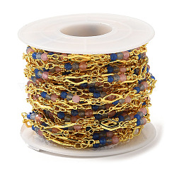 Brass Rhombus Handmade Beaded Chains&nbsp;CHC-P011-F01-G