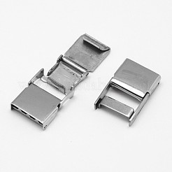 Tarnish Resistant Rectangle 201 Stainless Steel Watch Band Clasps&nbsp;STAS-F067-15