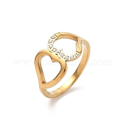 304 Stainless Steel Cubic Zirconia Finger Rings for Women&nbsp;RJEW-F189-05G