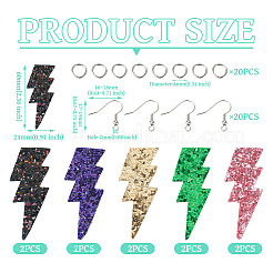 10Pcs 5 Colors Imitation Leather Lightning Bolt Dangle Earring Making Kits&nbsp;EJEW-TA0001-43