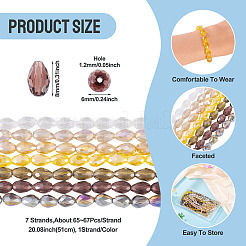 7 Strands 7 Colors Transparent Electroplate Glass Beads Strands&nbsp;EGLA-TA0013-09