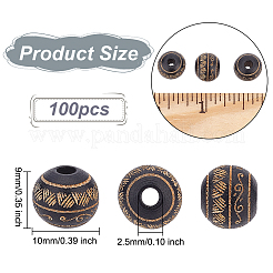 100Pcs Painted Natural Wood Beads&nbsp;WOOD-OC0002-64