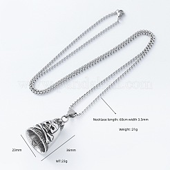 Cross Skull Viking Guardian Bell 304 Stainless Steel Pendant Box Chain Necklaces for Men Women&nbsp;DE4084