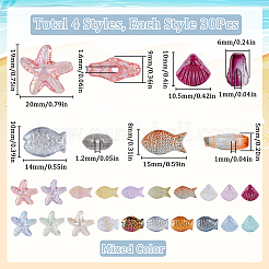 120Pcs 4 Styles Transparent Glass Beads&nbsp;GLAA-SC0002-53