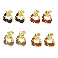 Brass Enamel Dangle Stud Earrings for Women&nbsp;KK-CBA760A-12G