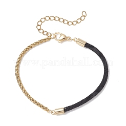 304 Stainless Steel Wheat Chains with Nylon Cord Mixed Chain Bracelets&nbsp;BJEW-JB13288-02