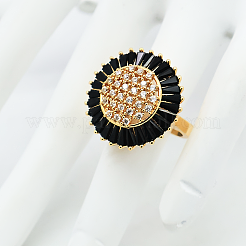 Brass Micro Pave Cubic Zirconia Open Cuff Rings for Women&nbsp;IJ1776-2
