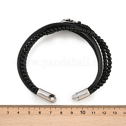 Microfiber Leather & Glass Multi-strand Bracelets for Men Women&nbsp;BJEW-H631-04B-AS