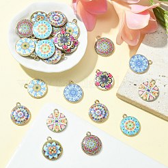 40Pcs 8 Style Alloy Printed Pendants&nbsp;PALLOY-SZ0001-34