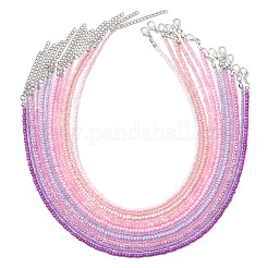 3MM Gradient Color Glass Seed Beaded Choker Necklaces for Women&nbsp;NJEW-JN05877