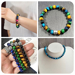 DIY Natural Tiger Eye Beaded Bracelet/Necklaces Making Kit&nbsp;DIY-TA0012-65