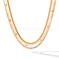 304 Stainless Steel 3 Layer Chain Necklaces for Women&nbsp;WG5FF3F-01