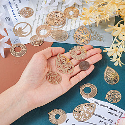 24Pcs 6 Style Rack Plating Brass Filigree Pendants&nbsp;KKC-TA0001-01