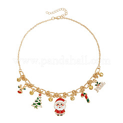 Alloy Enamel Santa Claus Christmas Tree Candy Cane Pendant Bib Necklaces for Women&nbsp;FS-WG5D6F3-01