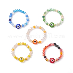 Handmade Evil Eye Lampwork with Glass Finger Rings for Women&nbsp;RJEW-JR00939
