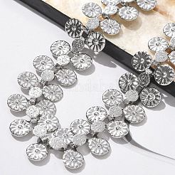 304 Stainless Steel Flower Link Chain Bracelets for Women&nbsp;BJEW-F488-21P-03