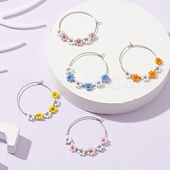Flower Glass Seed Wine Glass Charms&nbsp;AJEW-JO00189