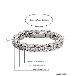 Brass Micro Pave Clear Cubic Zirconia Byzantine Chain Bracelets for Women&nbsp;FS-WG63F55-01