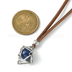 Brass Macrame Pouch Stone Holder Pendant Necklaces&nbsp;NJEW-JN04653-01