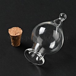 Teardrop Glass Cork Bottles Ornament&nbsp;AJEW-A039-01B