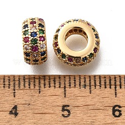 Brass Micro Pave Cubic Zirconia European Beads&nbsp;KK-M318-19G