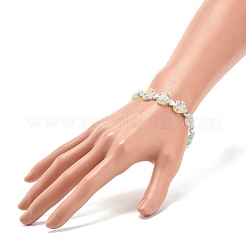 Handmade Millefiori Lampwork & Alloy Heart Beaded Stretch Bracelet&nbsp;BJEW-JB08042-04