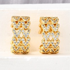 Brass Micro Pave Clear Cubic Zirconia Cuff Earrings&nbsp;EJEW-K309-10G
