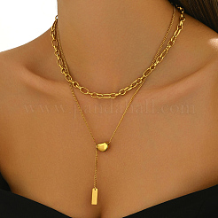 201 Stainless Steel Double-Layer Y-Shaped Necklaces for Women's Party Music Festival&nbsp;OH0726