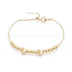Adjustable Brass Beaded Slider Bracelets for Women&nbsp;BJEW-T022-21G