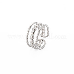 Non-Tarnish 304 Stainless Steel Triple Line Open Cuff Ring for Women&nbsp;RJEW-S405-149P
