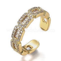 Adjustable Brass Micro Pave Clear Cubic Zirconia Cuff Rings&nbsp;ZIRC-Z002-08G