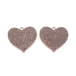 Tibetan Style Carved Flower Heart Alloy Big Pendants&nbsp;PALLOY-J564-14R-NF