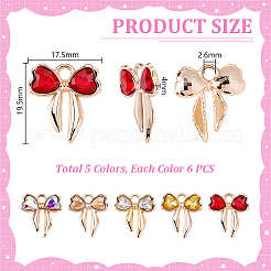 30Pcs 5 Colors Alloy Rhinestone Pendants&nbsp;FIND-GA0007-39