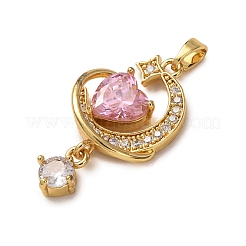 Brass Micro Pave Cubic Zirconia Pendants&nbsp;KK-F939-10G-02