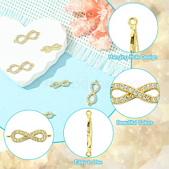 6Pcs 2 Styles CZ Brass Micro Pave AAA Clear Cubic Zirconia Infinity Links&nbsp;ZIRC-CJ0003-34