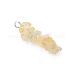 3Pcs Natural Citrine & Green Aventurine & Synthetic Blue Goldstone Chip Beaded Constellation Pendants&nbsp;PALLOY-JF03043-06