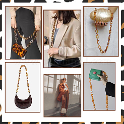 Leopard Print Pattern Acrylic Curb Chain Bag Handles&nbsp;FIND-WH0120-04B
