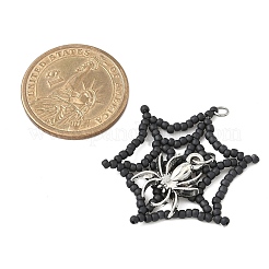 Halloween Theme Spider Web Glass Seed Beads Pendants&nbsp;PALLOY-MZ00779-01