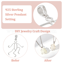 2Pcs 925 Sterling Silver Hollow Charm Cabochon Settings&nbsp;DIY-BC0010-02P
