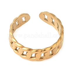 Ion Plating(IP) 304 Stainless Steel Open Cuff Rings for Women&nbsp;RJEW-Z057-10G-06
