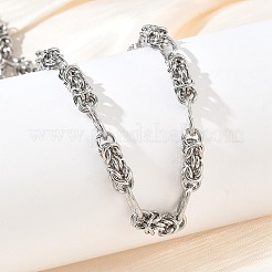 6MM 304 Stainless Steel Textured Byzantine Chain Necklaces for Women&nbsp;NJEW-G201-06P