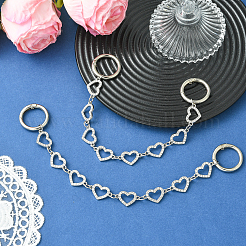 2Pcs Zinc Alloy Crystal Rhinestone Heart Link Boot Strap Chains&nbsp;HJEW-SW00393