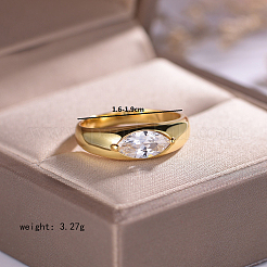 Sterling Silver CZ Eye-Shaped Ring for Women Wedding Party Gift&nbsp;KW2493-4