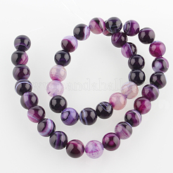 Natural Striped Agate/Banded Agate Round Bead Strands&nbsp;G-E234-08