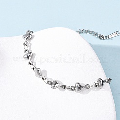 304 Stainless Steel Heart Link Bracelets for Women&nbsp;BJEW-L706-03P