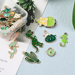 26Pcs 26 Style Light Gold Alloy Enamel Pendants&nbsp;ENAM-YW0001-79